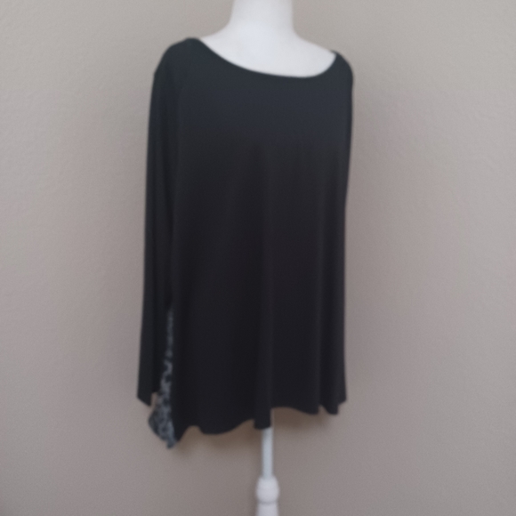DG2 Diane Gilman Black Combo Hi-Low Hem Peplum Top Plus Size 1X - Picture 7 of 11